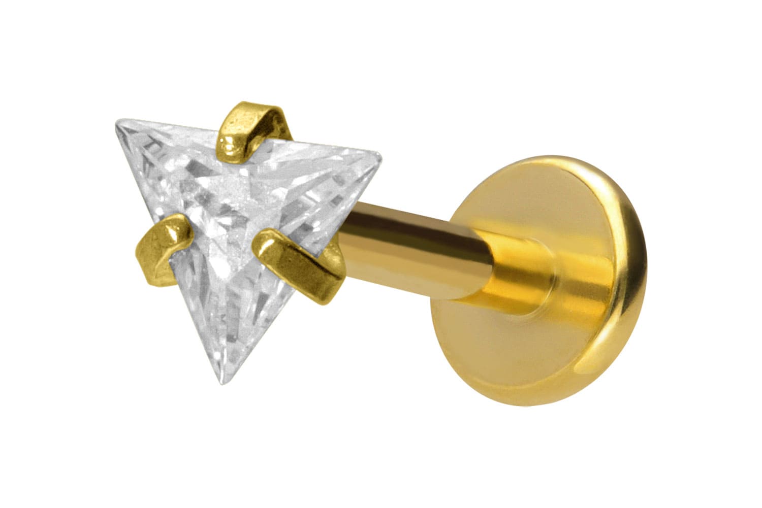 Titan Labret Piercing mit Innengewinde EINGEFASSTES KRISTALLDREIECK